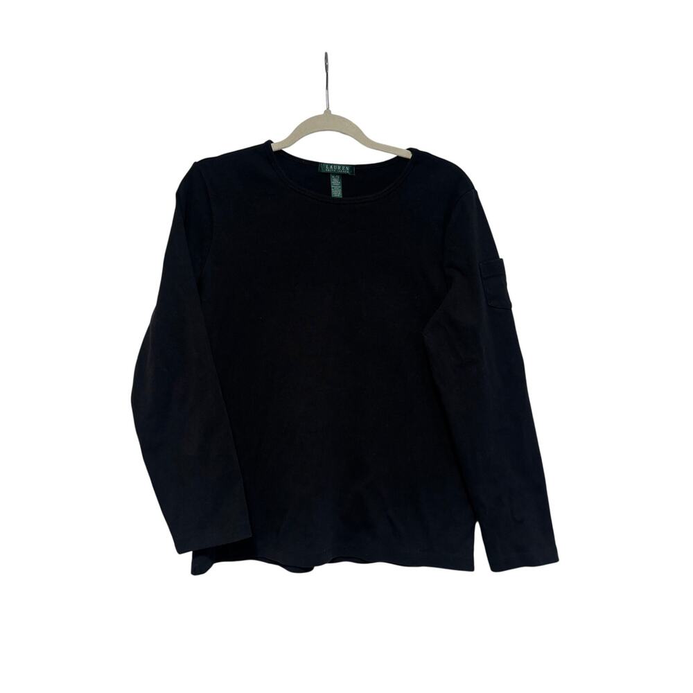 Lauren Ralph Lauren Black Long Sleeve Crew Neck Top XL - Picture 2 of 7